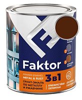 Грунт-эмаль FAKTOR на ржавчину 3 в 1 шоколадная RAL 8017, банка 6 кг